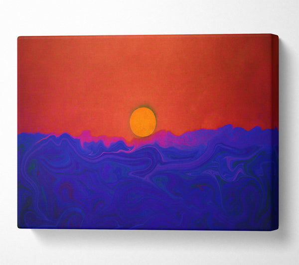  A Canvas Print of Sunset Over Blue Waves Canvas Wall Art