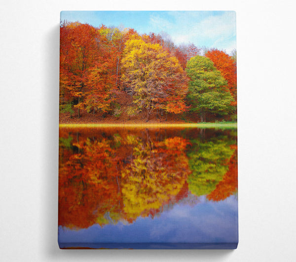  A Canvas Print of Crimson Autumn Reflection Canvas Print