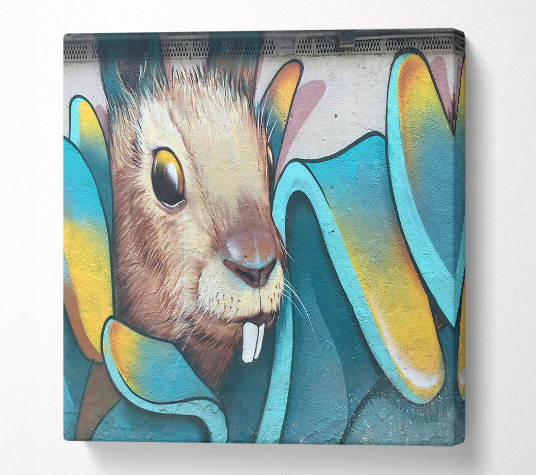 A Canvas Print of Teal Bunny Bloom Canvas Wall Art
