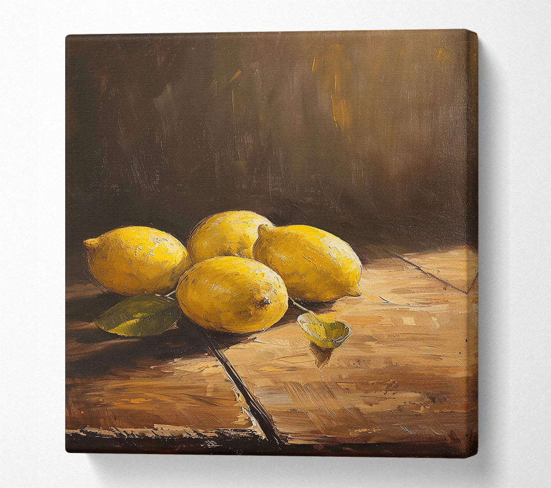  A Canvas Print of Golden Lemons Still Life Canvas Print