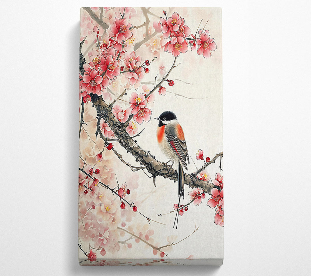  A Canvas Print of Pink Blossoms And Bird Canvas Wall Art