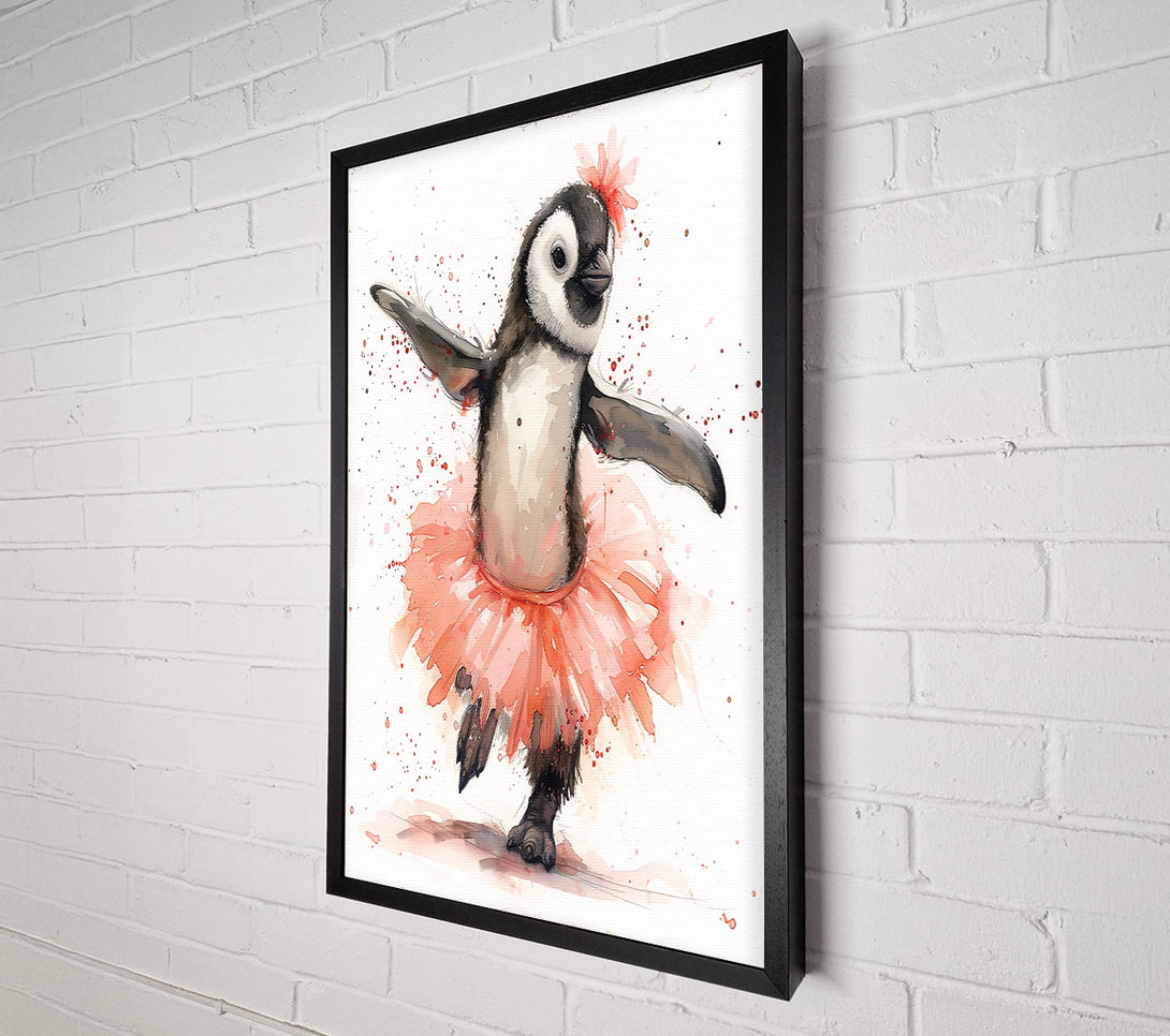  A Canvas Print of Pink Penguin Ballerina Canvas Print