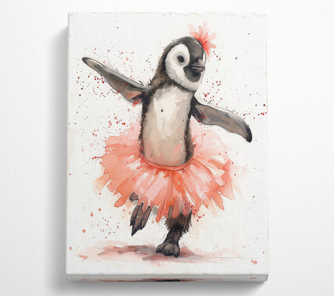  A Canvas Print of Pink Penguin Ballerina Canvas Print