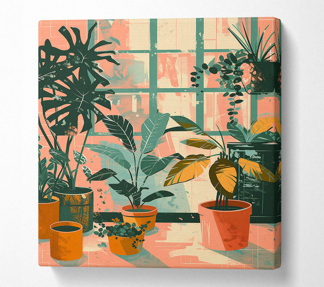  A Canvas Print of Peachy Plant Paradise Canvas Wall Art