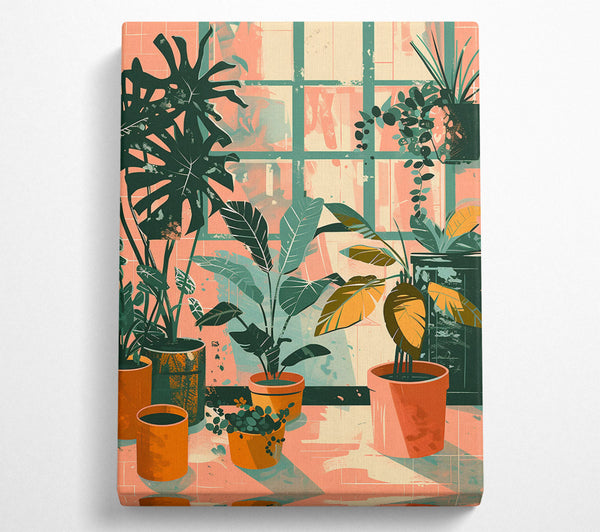  A Canvas Print of Peachy Plant Paradise Canvas Wall Art