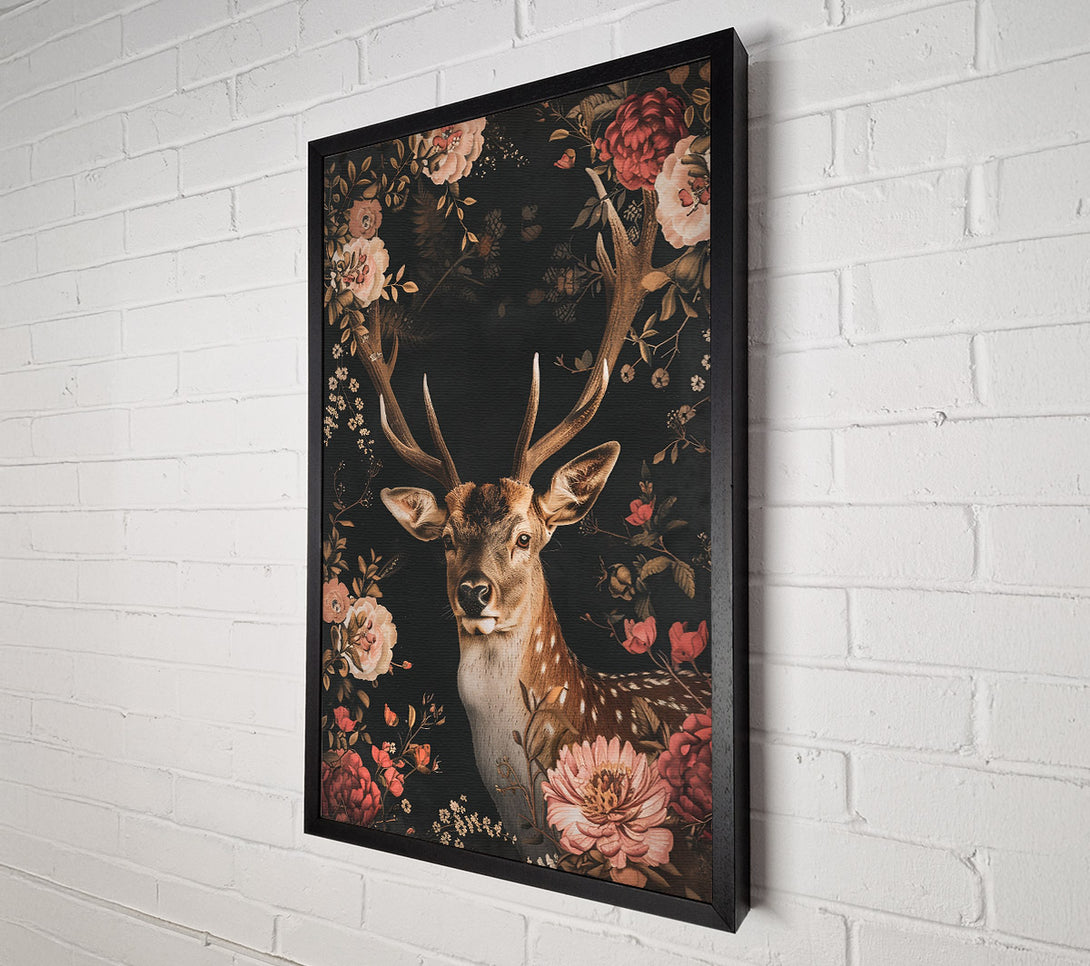  A Canvas Print of Deep Blush Bloom Deer Canvas Print