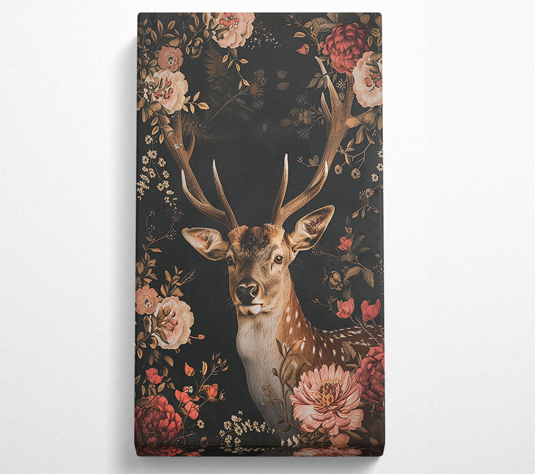  A Canvas Print of Deep Blush Bloom Deer Canvas Print