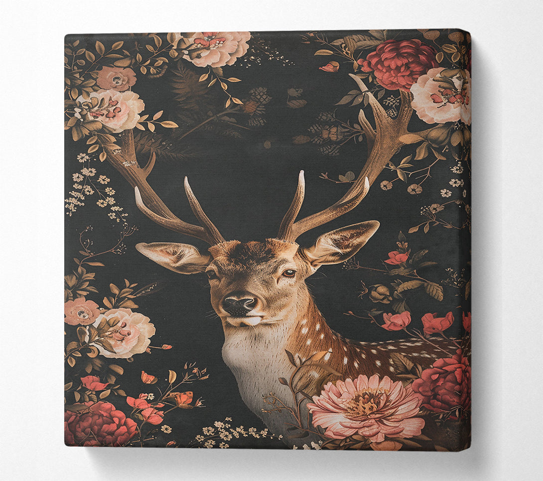  A Canvas Print of Deep Blush Bloom Deer Canvas Print