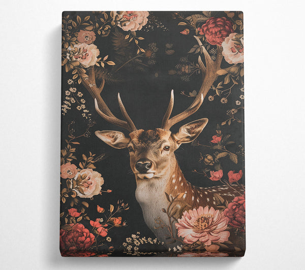  A Canvas Print of Deep Blush Bloom Deer Canvas Print