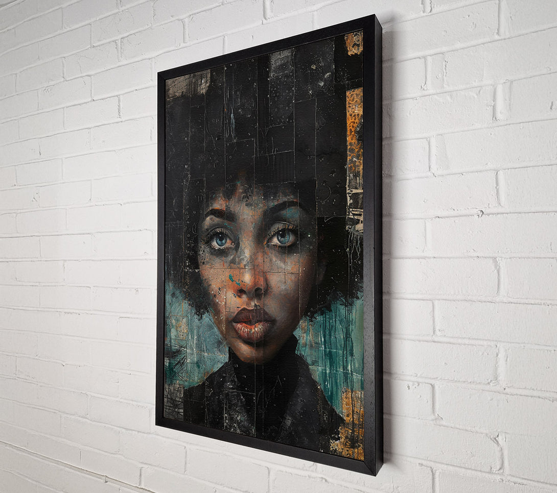  A Canvas Print of Azure Eyes, Black Canvas Canvas Wall Art