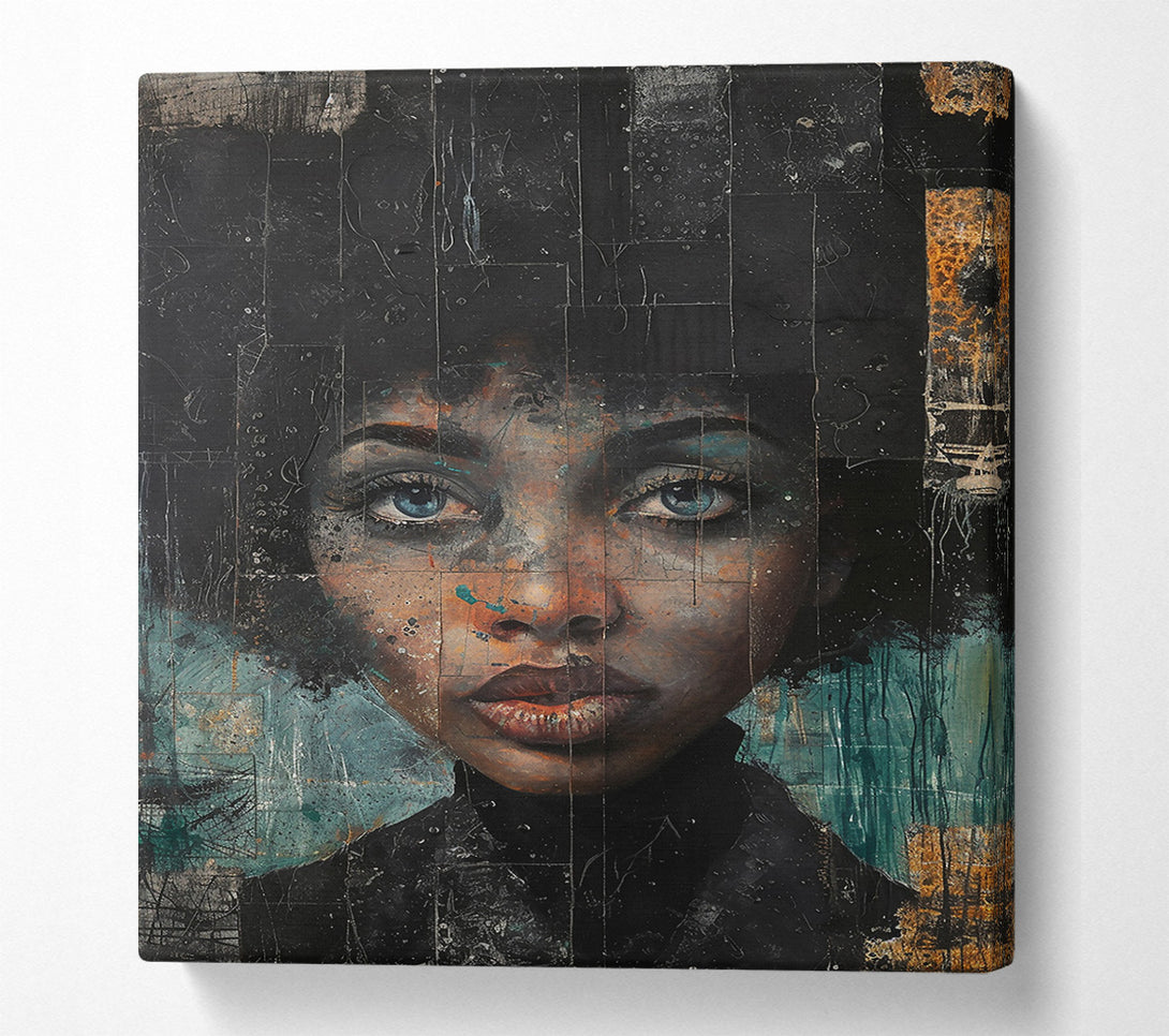  A Canvas Print of Azure Eyes, Black Canvas Canvas Wall Art