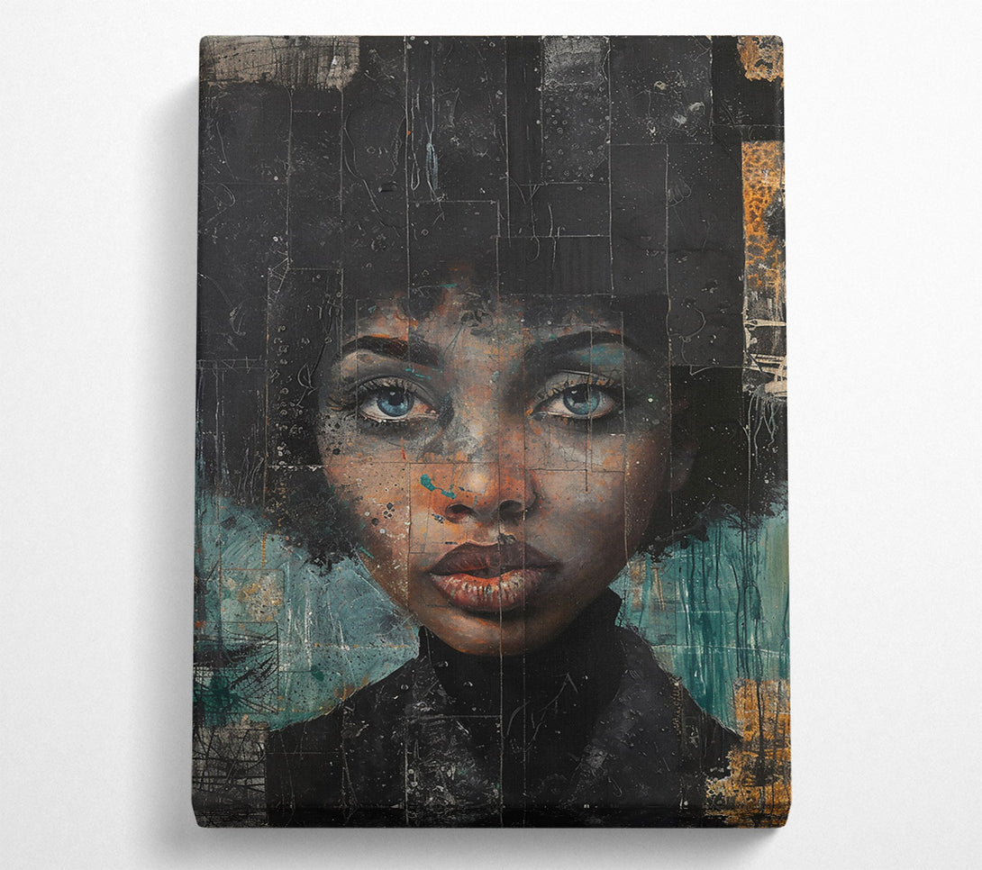  A Canvas Print of Azure Eyes, Black Canvas Canvas Wall Art