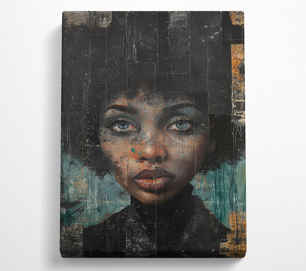  A Canvas Print of Azure Eyes, Black Canvas Canvas Wall Art
