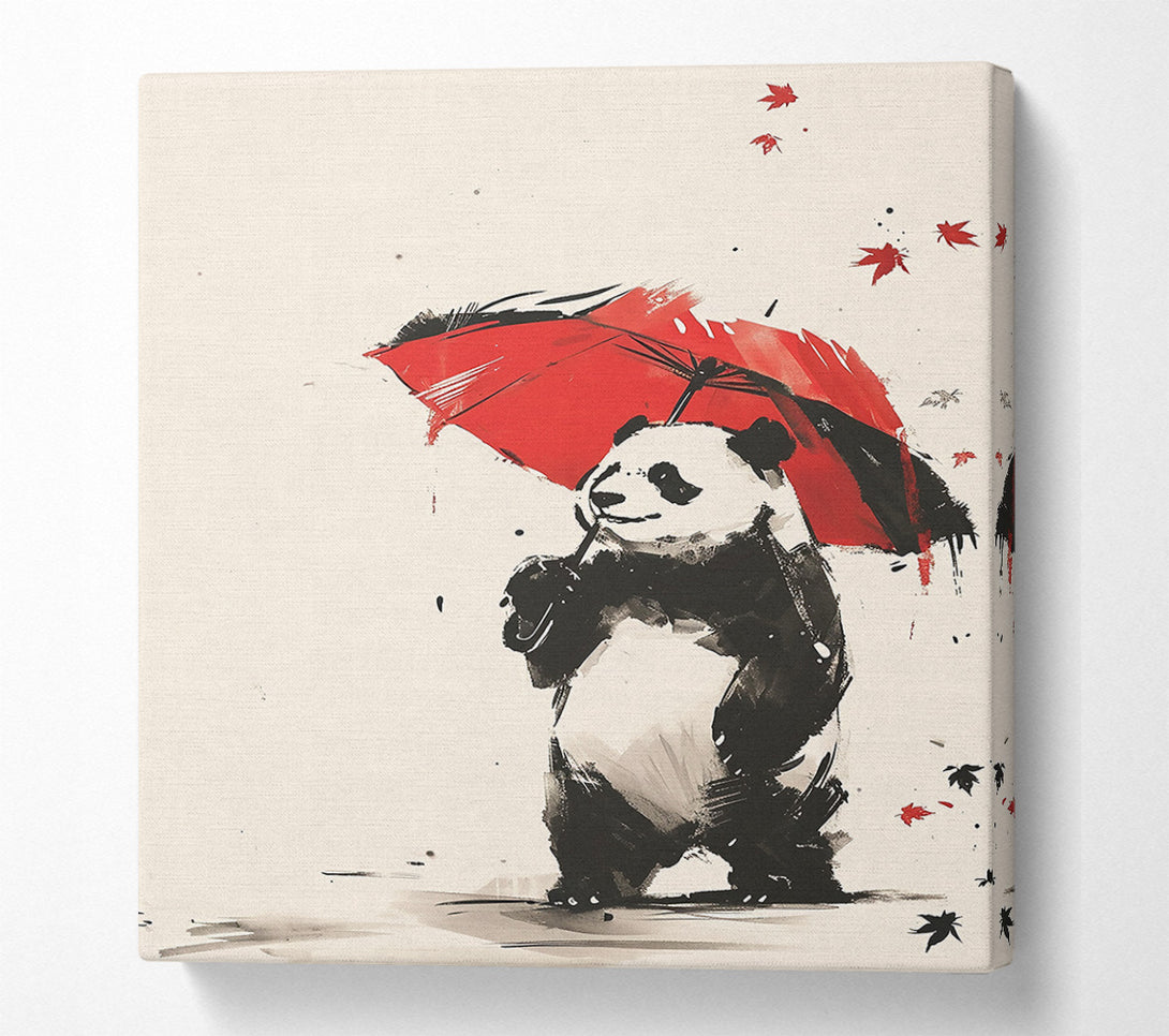  A Canvas Print of Crimson Panda Umbrella Canvas Print