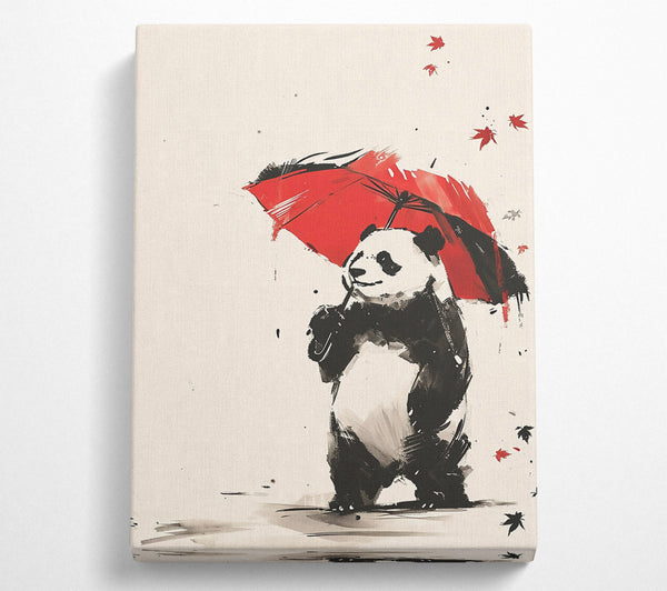  A Canvas Print of Crimson Panda Umbrella Canvas Print