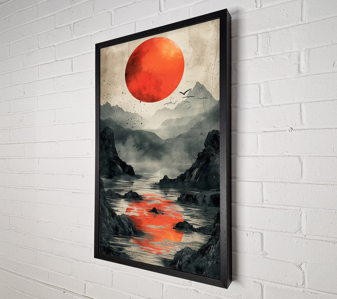  A Canvas Print of Crimson Mountain Reflections Canvas Wall Art