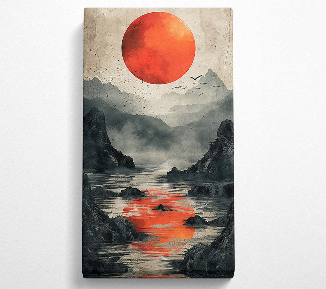 A Canvas Print of Crimson Mountain Reflections Canvas Wall Art
