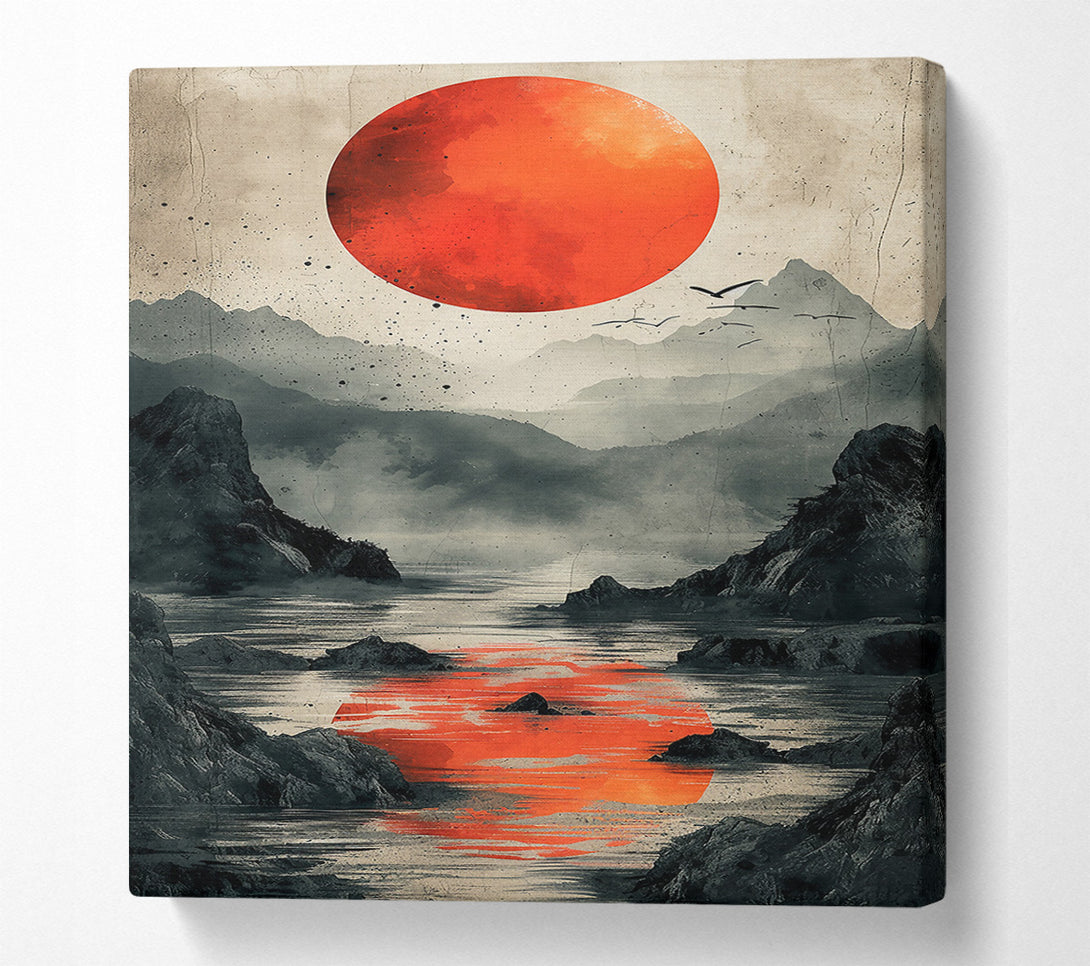 A Canvas Print of Crimson Mountain Reflections Canvas Wall Art