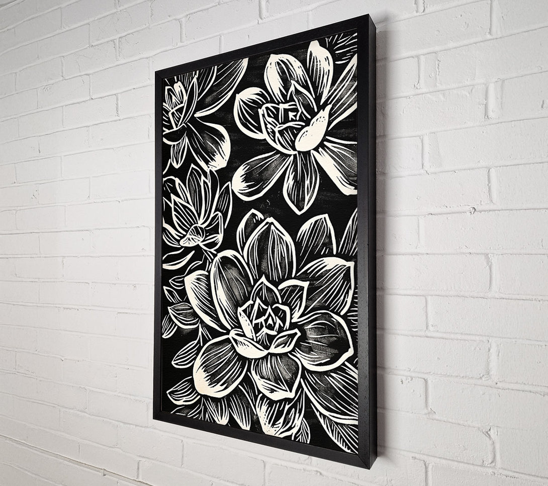  A Canvas Print of Creamy Black Blooms Canvas Art