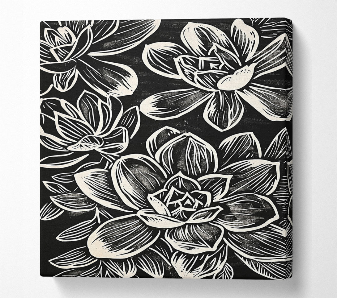  A Canvas Print of Creamy Black Blooms Canvas Art