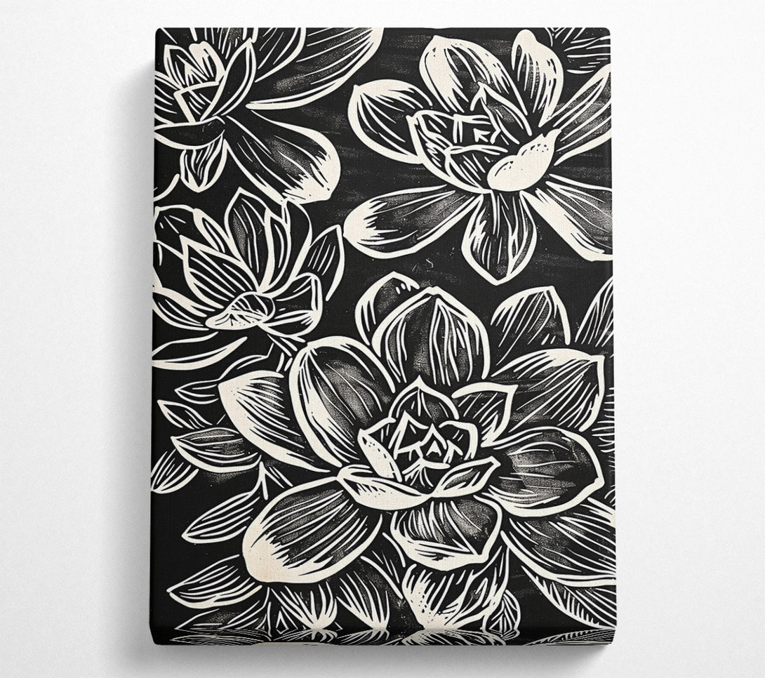  A Canvas Print of Creamy Black Blooms Canvas Art
