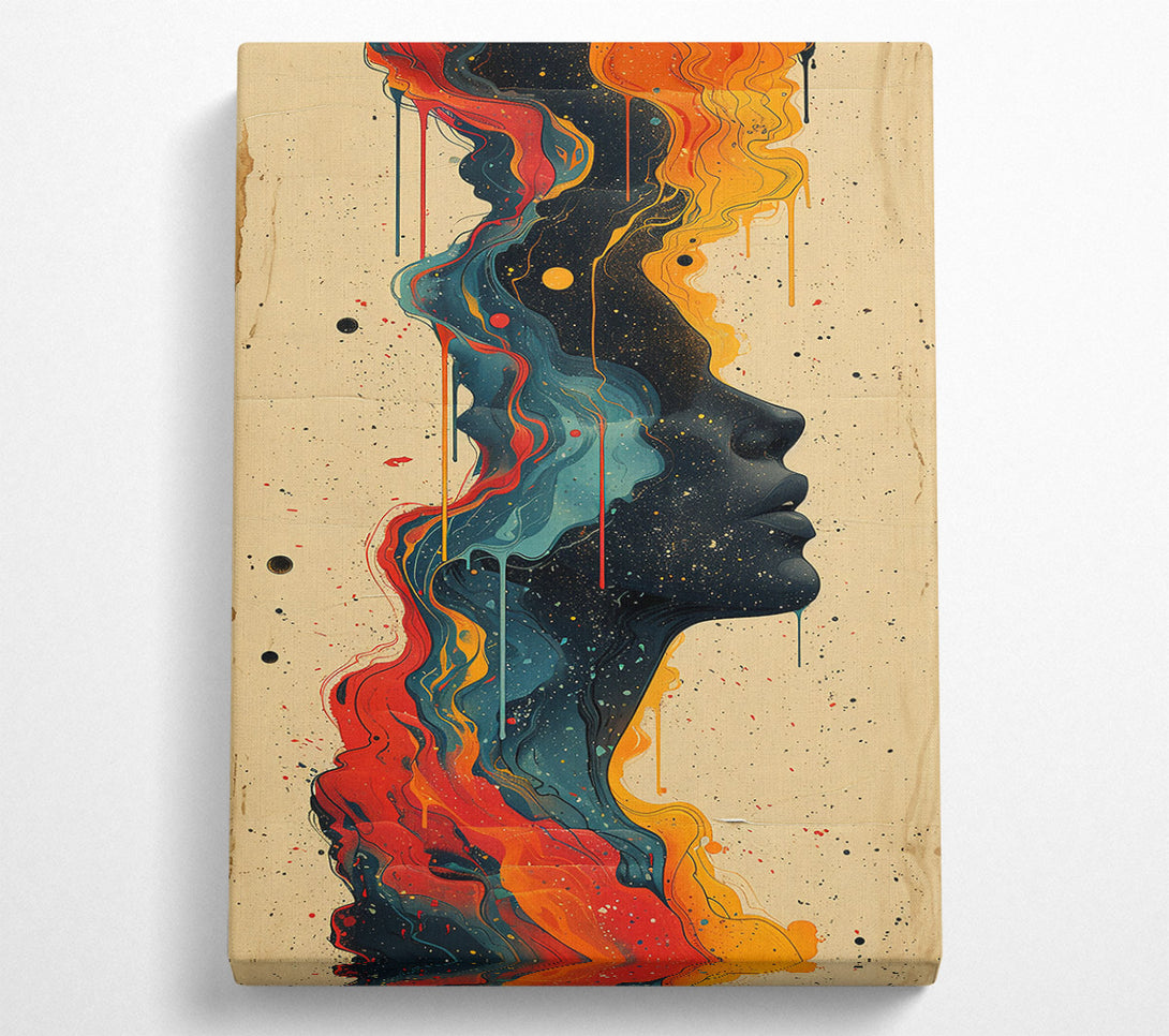  A Canvas Print of Orange Cosmic Drips Canvas Wall Art