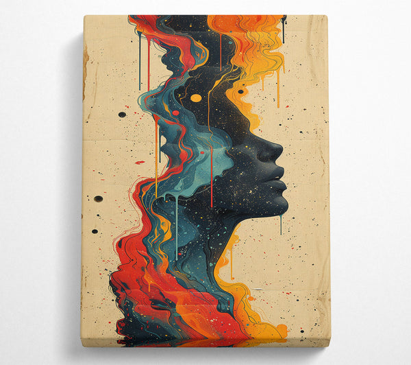 Orange Cosmic Drips Canvas Wall Art