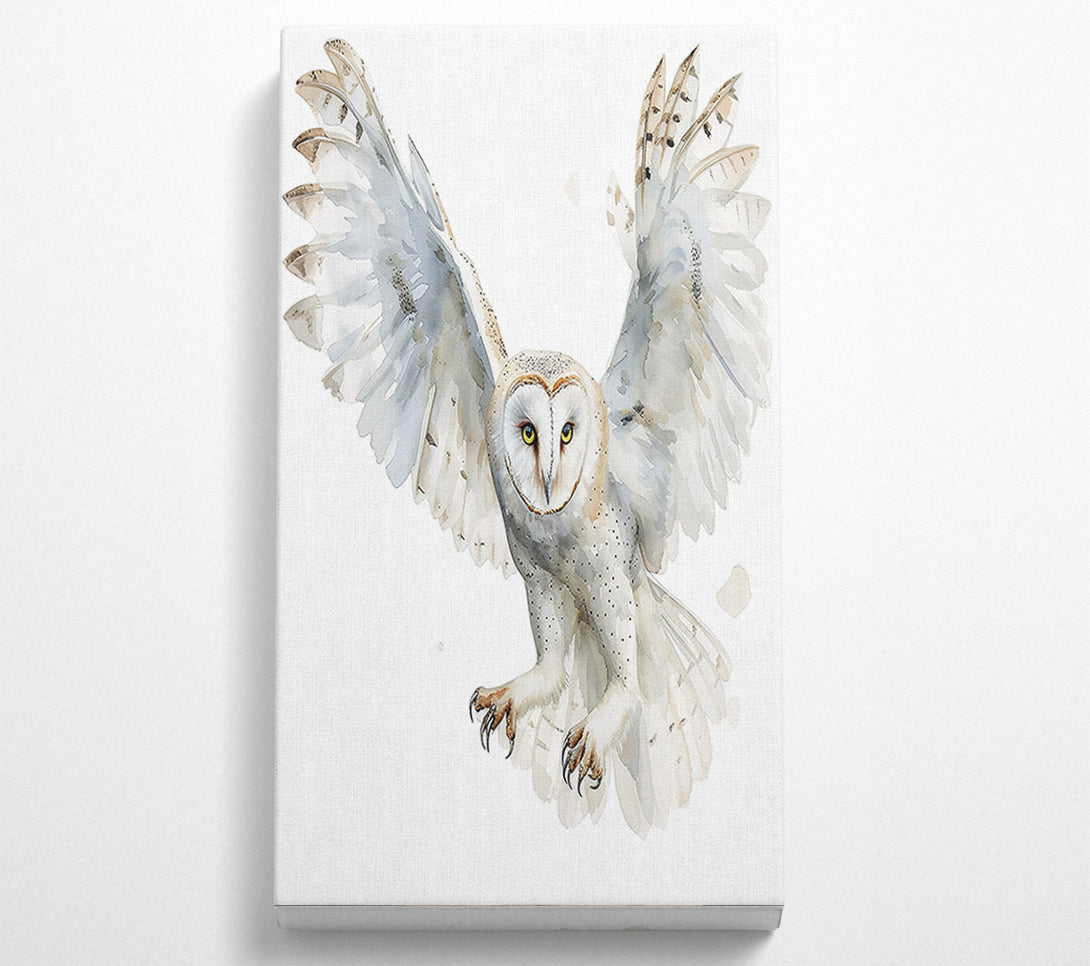  A Canvas Print of White Owl In Flight Canvas Print