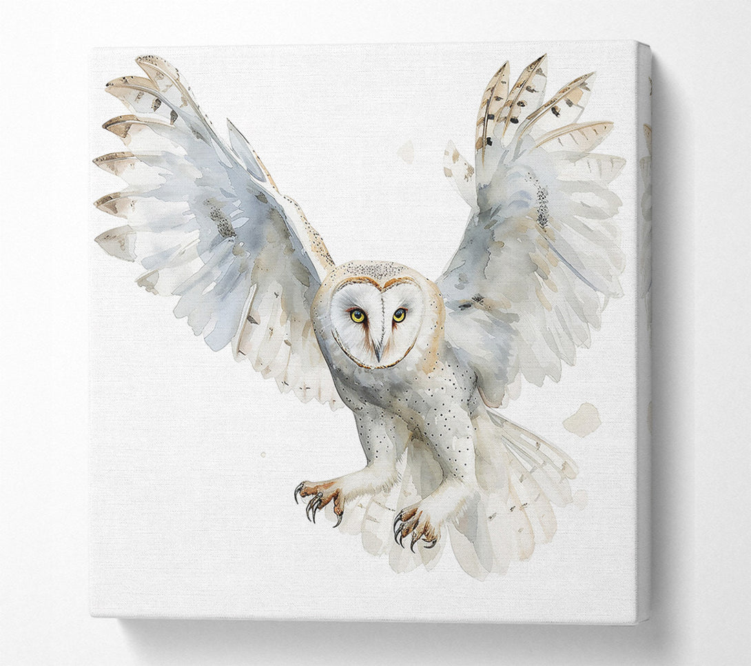  A Canvas Print of White Owl In Flight Canvas Print