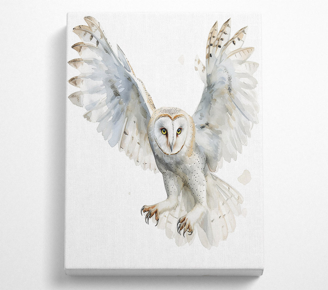  A Canvas Print of White Owl In Flight Canvas Print