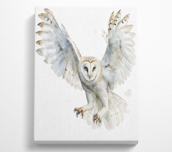  A Canvas Print of White Owl In Flight Canvas Print