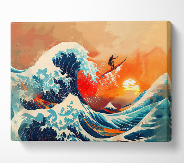 Orange Sunset Wave Canvas Print