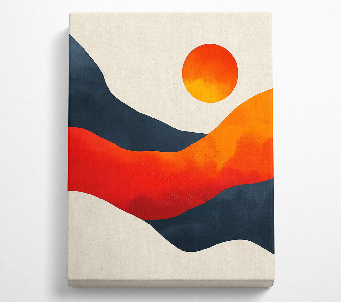  A Canvas Print of Orange Sunset Waves Canvas Art