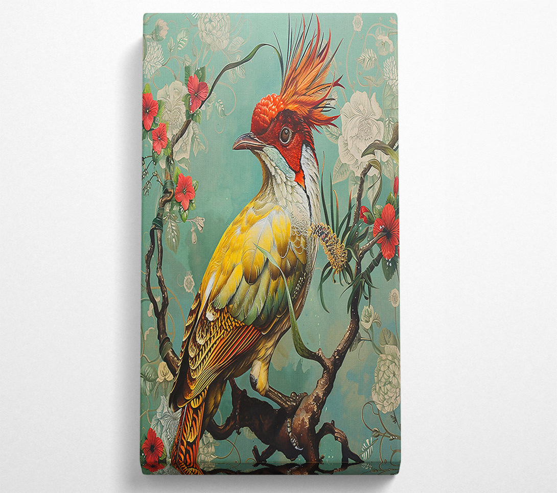  A Canvas Print of Golden Bird On Teal Canvas Art
