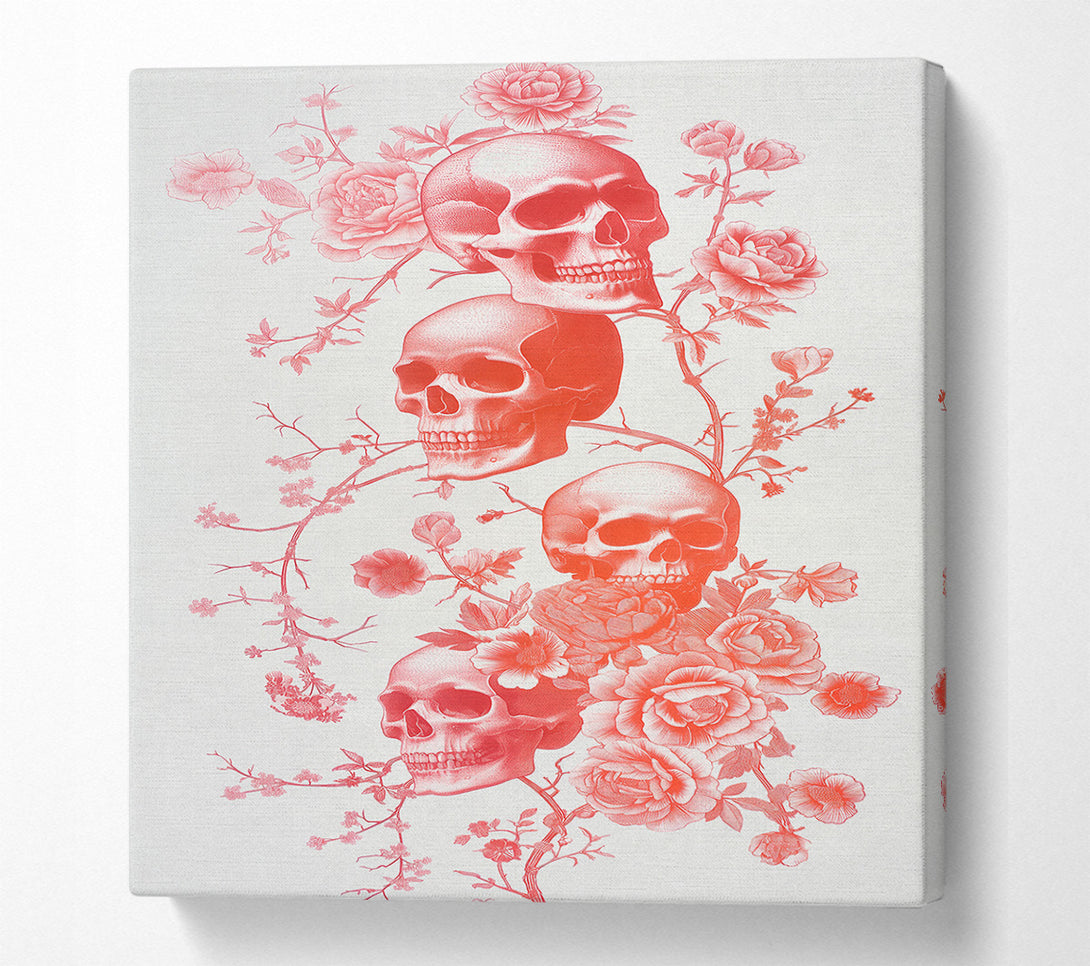  A Canvas Print of Coral Skull Blooms Canvas Art