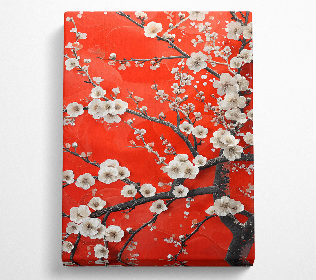  A Canvas Print of Crimson Cherry Blossom Bloom Canvas Print