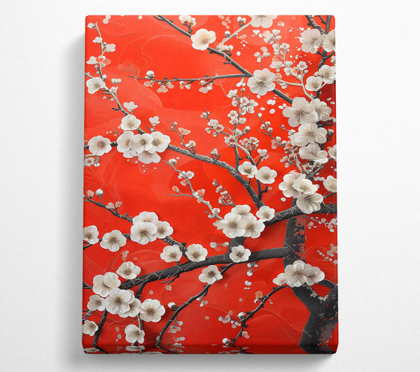  A Canvas Print of Crimson Cherry Blossom Bloom Canvas Print
