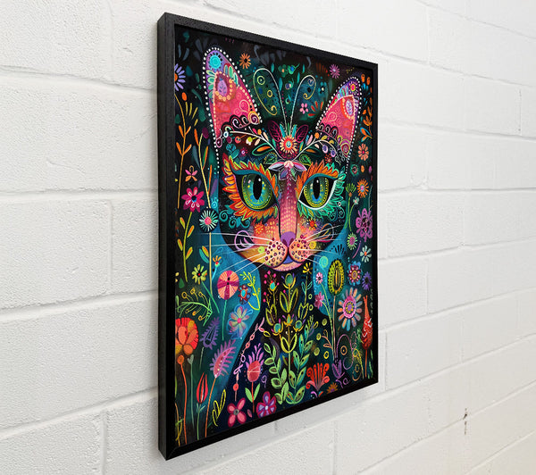 Teal Floral Feline
