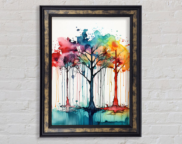 Three Trees Of Watercolour Framed Print
