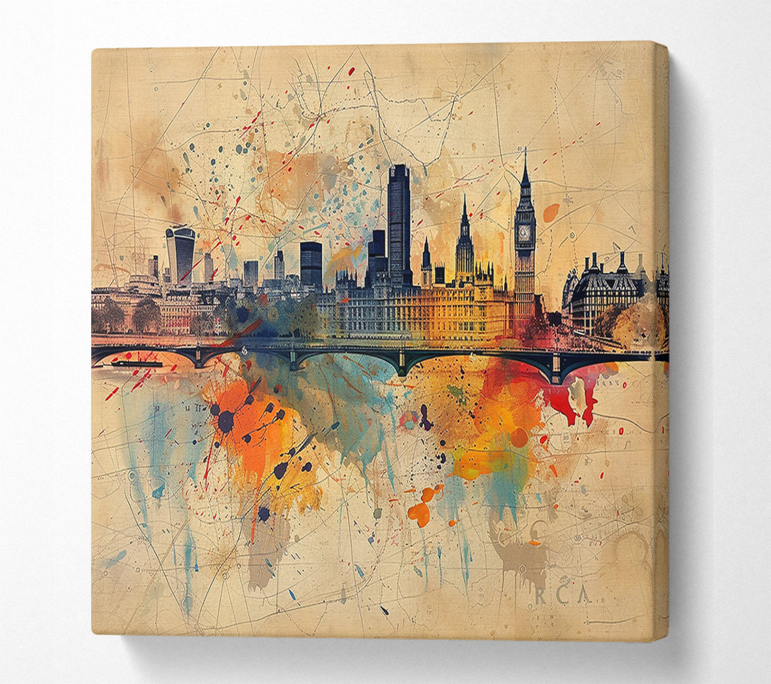  A Canvas Print of Orange London Skyline Canvas Art