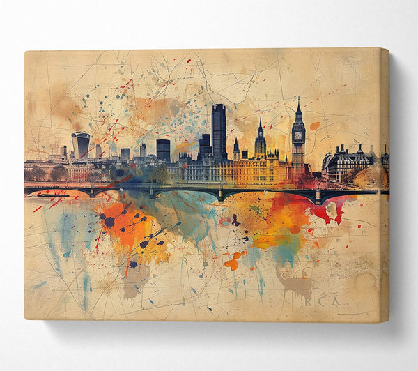 Orange London Skyline Canvas Art