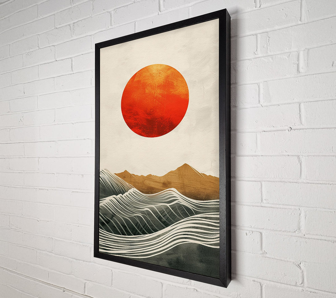  A Canvas Print of Crimson Horizon Waves Canvas Wall Art