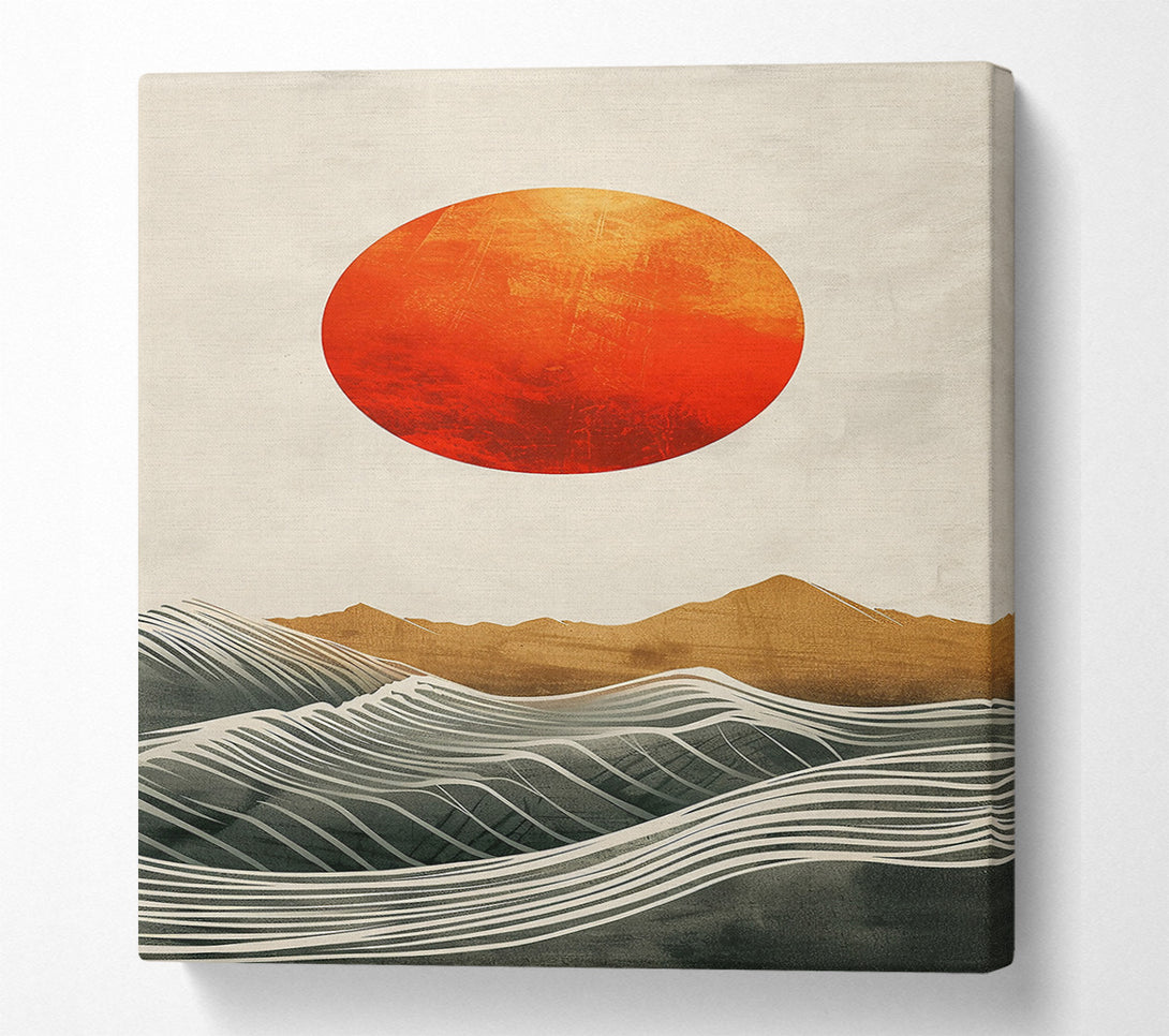  A Canvas Print of Crimson Horizon Waves Canvas Wall Art