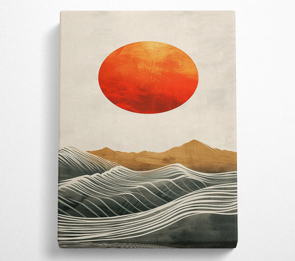  A Canvas Print of Crimson Horizon Waves Canvas Wall Art