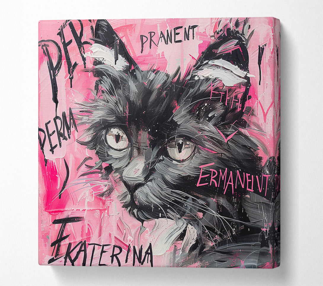  A Canvas Print of Pink Feline Gaze Canvas Art
