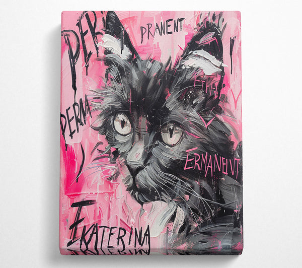  A Canvas Print of Pink Feline Gaze Canvas Art