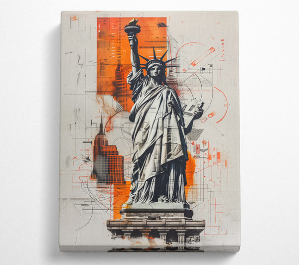 Orange City Skyline Canvas Art