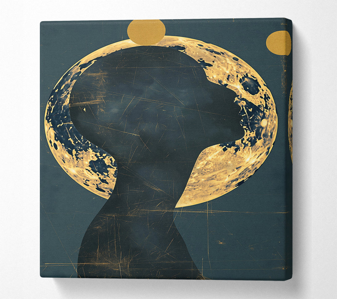  A Canvas Print of Golden Cosmic Silhouette Canvas Wall Art
