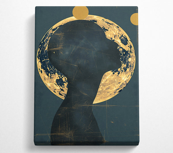  A Canvas Print of Golden Cosmic Silhouette Canvas Wall Art