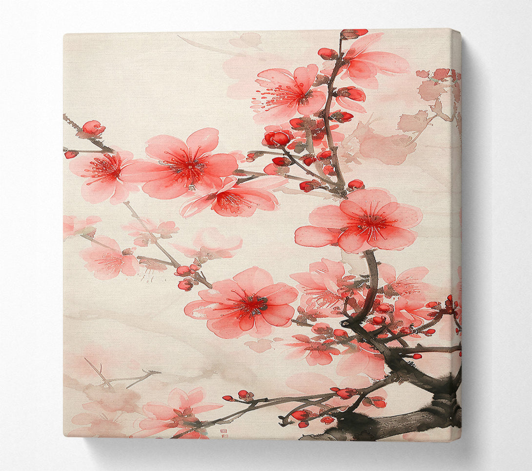  A Canvas Print of Pink Blossom Whispers Canvas Wall Art